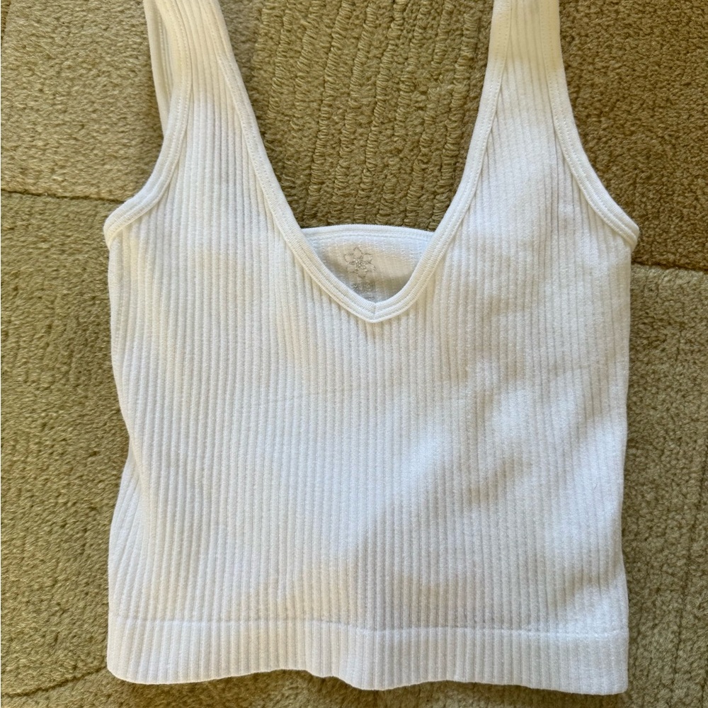 Aura White Ribbed Women's Top